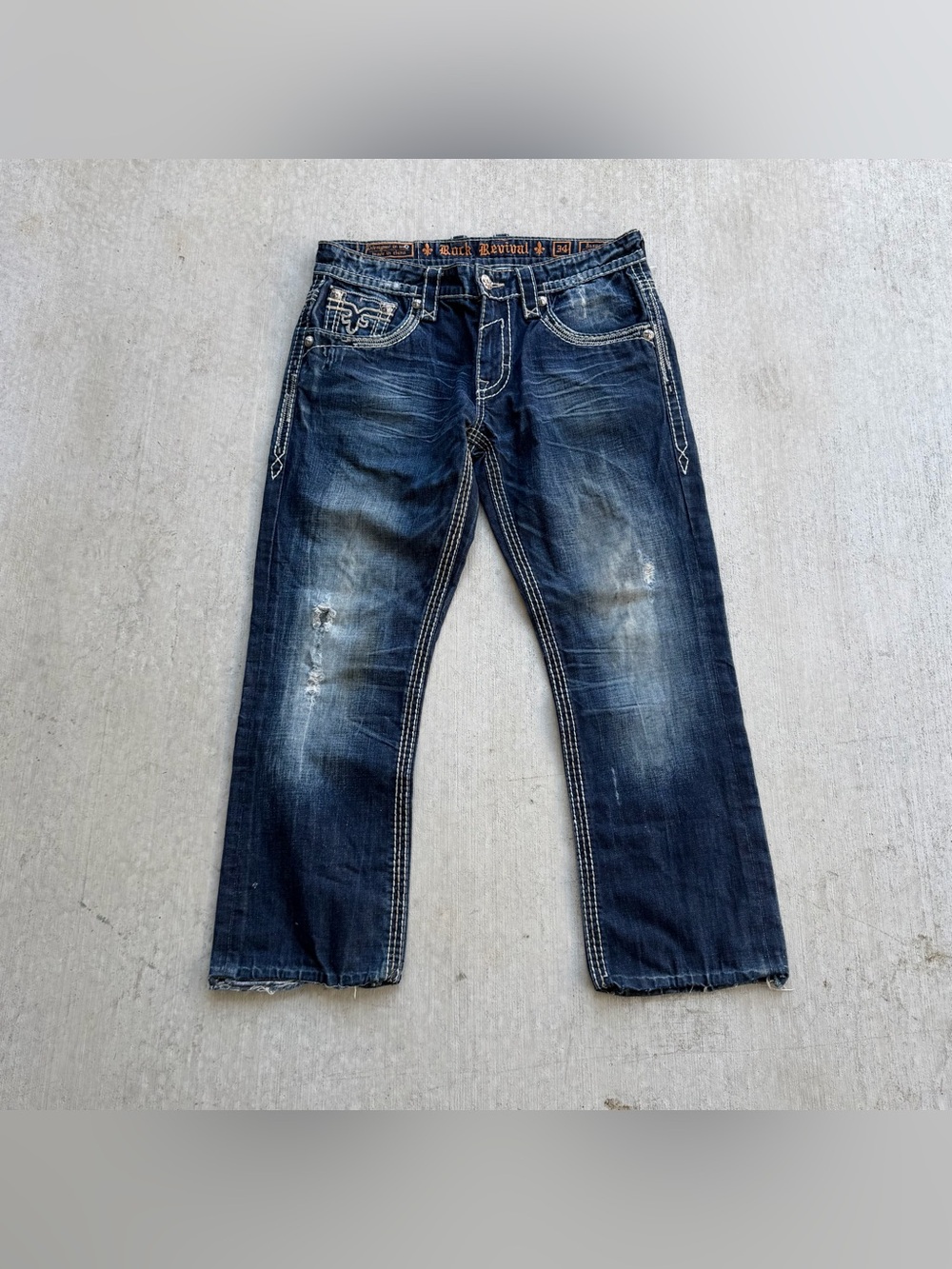 Rock Revival Jasper Slim Straight Jeans Men Size 34 Cowboy Goth
